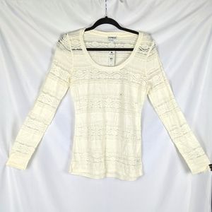 NWT Cream Lace Express Long Sleeve Top sz M